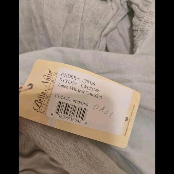 Bella Notte Linen Whisper Crib Skirt In Sterling Silver NWOT - Picture 4 of 7